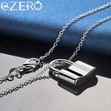 ALIZERO 925 Silver Lock Pendant Necklace Bracelet Set Charm Jewelry
