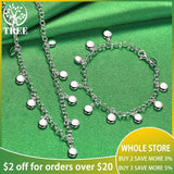 925 Sterling Silver Jewelry Set Circle Chain Necklace Bracelets Wedding