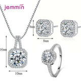 925 Silver Crystal Bridal Jewelry Set for Women