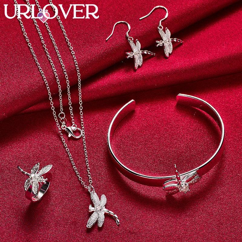 925 Sterling Silver Dragonfly Jewelry Set For Woman Wedding Party