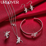 925 Sterling Silver Dragonfly Jewelry Set For Woman Wedding Party