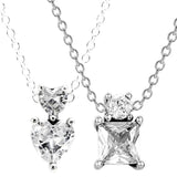 925 Silver Double Heart Pendant Necklace for Charm Jewelry
