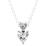 925 Silver Double Heart Pendant Necklace for Charm Jewelry
