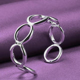 925 Sterling Silver Bangle Set with Ring Earrings Necklace Charm