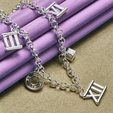 925 Silver Roman Pendant Necklace Earrings Bracelet Set
