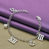 925 Silver Roman Pendant Necklace Earrings Bracelet Set