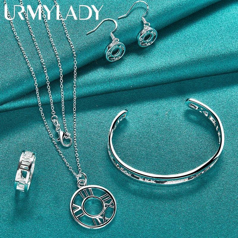 925 Silver Roman Round Jewelry Set For Women Wedding Party