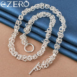 ALIZERO 925 Silver Faucet Chain Necklace & Bracelet Set