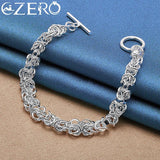 ALIZERO 925 Silver Faucet Chain Necklace & Bracelet Set