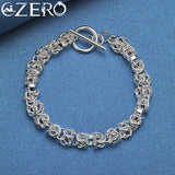 ALIZERO 925 Silver Faucet Chain Necklace & Bracelet Set