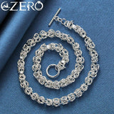 ALIZERO 925 Silver Faucet Chain Necklace & Bracelet Set