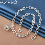 ALIZERO 925 Silver Ball Chain Necklace Bracelet Set Wedding Party Jewelry