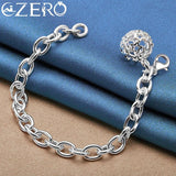 ALIZERO 925 Silver Ball Chain Necklace Bracelet Set Wedding Party Jewelry