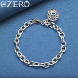 ALIZERO 925 Silver Ball Chain Necklace Bracelet Set Wedding Party Jewelry