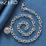 ALIZERO 925 Silver Ball Chain Necklace Bracelet Set Wedding Party Jewelry