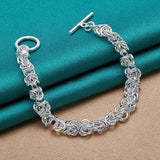 925 Silver Chain Bracelet Necklace Set Wedding Party Charm