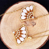 Zircon Jade Fan Pendant Necklace Bracelet Set 925 Silver Mother's Gift