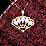 Zircon Jade Fan Pendant Necklace Bracelet Set 925 Silver Mother's Gift