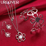 925 Silver Flower Jewelry Set For Woman Wedding Party Birthday