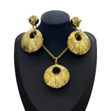 Dubai 18K Plating Jewelry Set for Women Large Hoop Earrings and Pendant