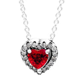 Timeless Elegant Heart Pendant Red Crystal 925 Silver Necklace Europe Bead Charm