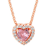 Timeless Elegant Heart Pendant Red Crystal 925 Silver Necklace Europe Bead Charm