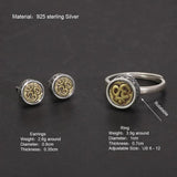 925 Sterling Silver Rotating Ring Earrings with OM Symbol