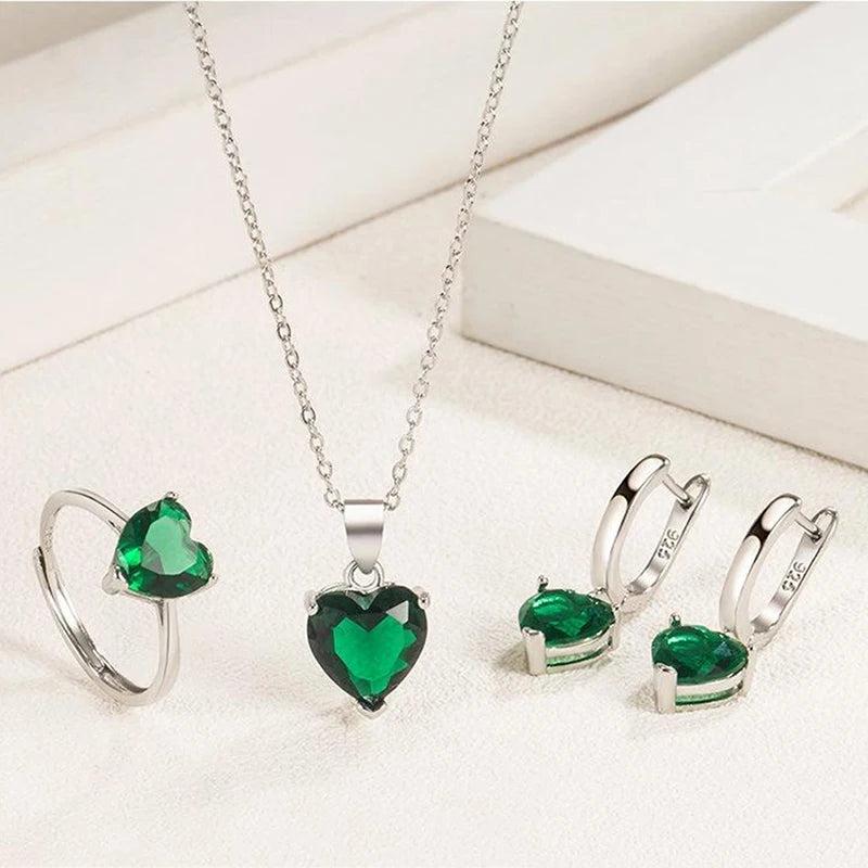 Heart Zircon Jewelry Set Wedding Bridal Chain