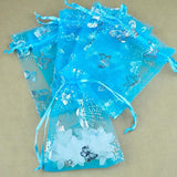 100pcs Lake Organza Bag 7x9cm Butterfly Wedding Favor Drawstring Pouch Gift Bag