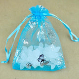 100pcs Lake Organza Bag 7x9cm Butterfly Wedding Favor Drawstring Pouch Gift Bag