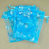 100pcs Lake Organza Bag 7x9cm Butterfly Wedding Favor Drawstring Pouch Gift Bag