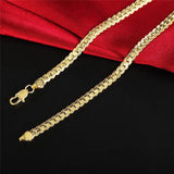 925 Sterling Silver 18K 6MM Chain Bracelets Neckalce Set