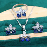 Topaz Bride Silver Jewelry Set for Women Wedding Earrings Ring Necklace