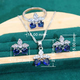 Topaz Bride Silver Jewelry Set for Women Wedding Earrings Ring Necklace