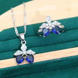 Topaz Bride Silver Jewelry Set for Women Wedding Earrings Ring Necklace