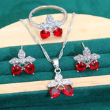 Topaz Bride Silver Jewelry Set for Women Wedding Earrings Ring Necklace