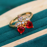 Red Topaz Bridal Jewelry Set for Women Earrings Ring Necklace Pendant