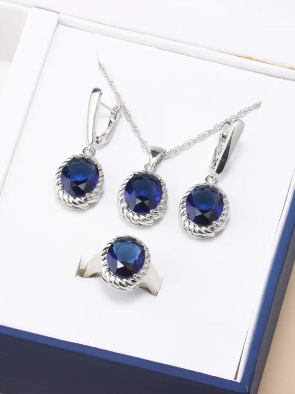 925 Silver Colorful Jewelry Set for Women