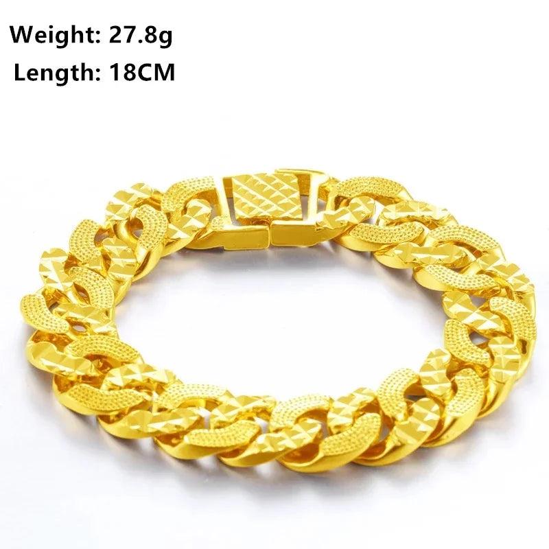24K Filled Jewelry Bracelets for Men Women, Wedding Bracelets