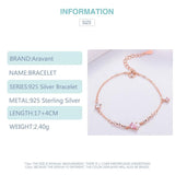 925 Silver Rose Heart Zircon Bracelet Chains