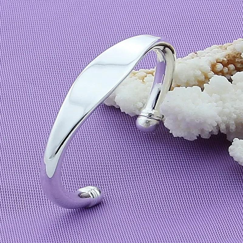 925 Silver Flat Torque Cuff Bracelet - Women Wedding Jewelry