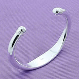 925 Silver Flat Torque Cuff Bracelet - Women Wedding Jewelry