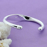 925 Silver Flat Torque Cuff Bracelet - Women Wedding Jewelry