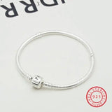 925 Silver Snake Bone Bracelet w/ Turn Buckle & Charming Beads