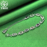 925 Silver Square Zircon Crystal Bracelet, Colored, Party Jewelry