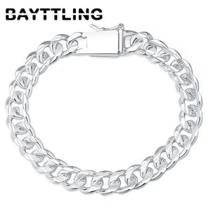 925 Sterling Silver 10MM Cuban Chain Bracelet 8 Inches