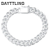925 Sterling Silver 10MM Cuban Chain Bracelet 8 Inches