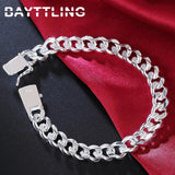 925 Sterling Silver 10MM Cuban Chain Bracelet 8 Inches