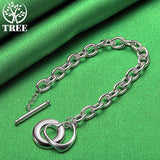 925 Sterling Silver Heart Bracelets For Woman Hand Chain Party Wedding Charm