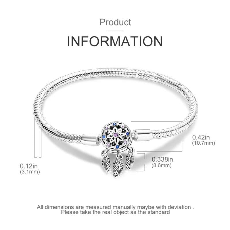 925 Silver Women Bracelet Charm Butterfly Heart Lock Pendant DIY Jewelry